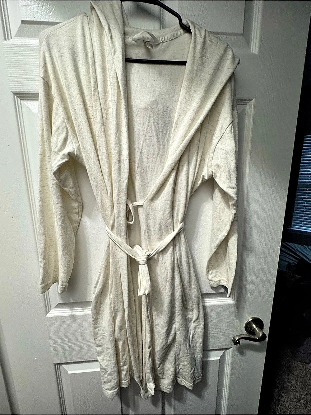 Simple Pleasures Hooded Belted Robe in Cream
